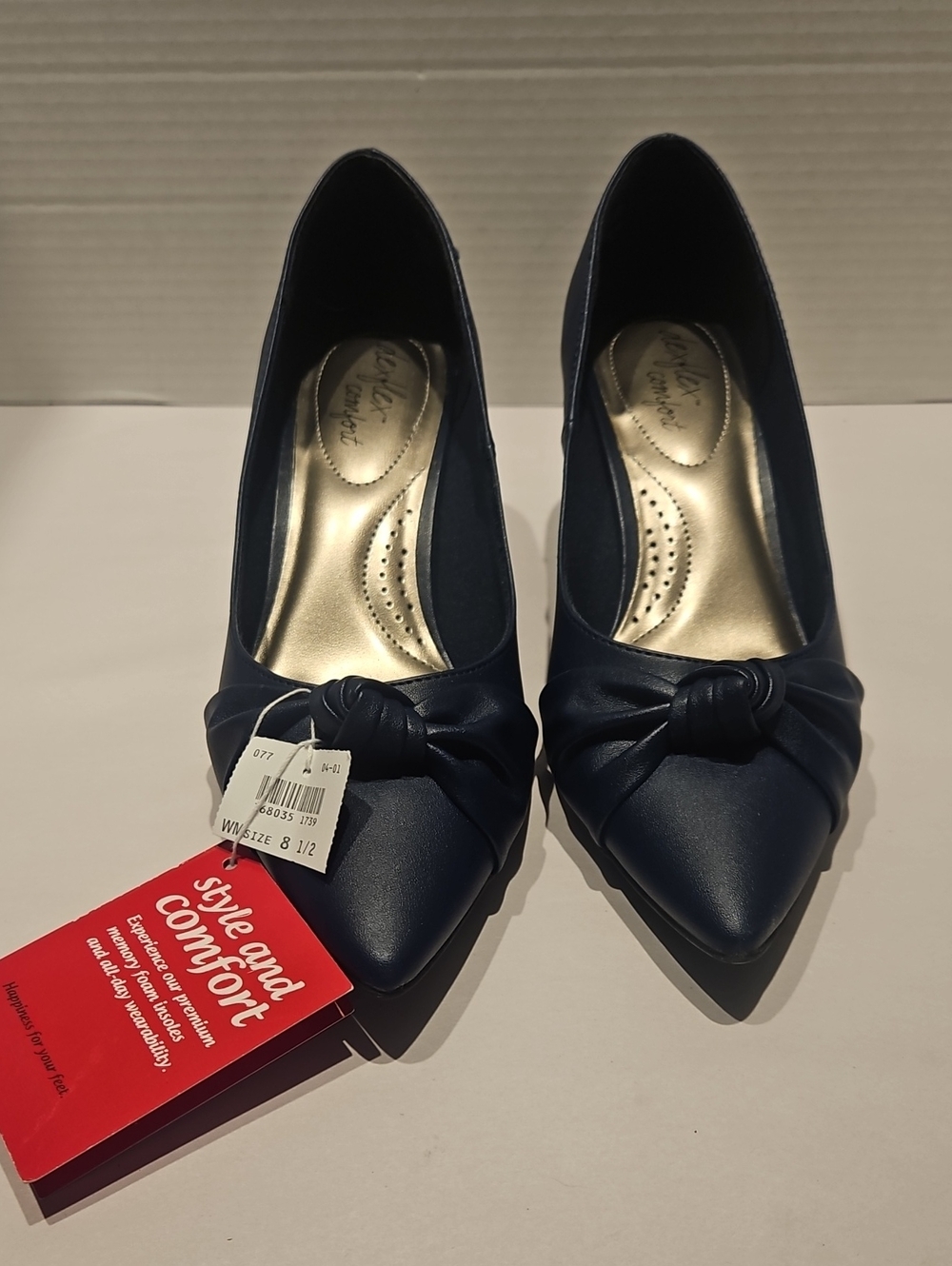 Dexflex Comfort Navy Pointed Knot Pumps-8.5